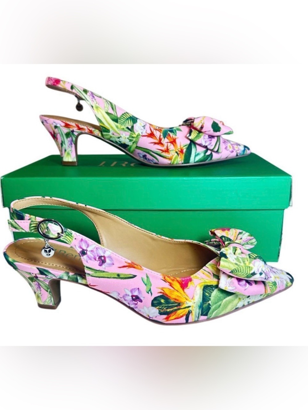 J. Renee Weslee Sling
Back Pointed Toe Pump Pink Floral Size 8 Wedding Garden